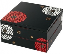 HAKOYA Tatsumiya Hakoben Bento Box Hyakka Blooms Nidan - Black XL Picknick Size