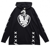 LISTEN FLAVOR Play For LoveLace-up Hooded Cutsew F Black 